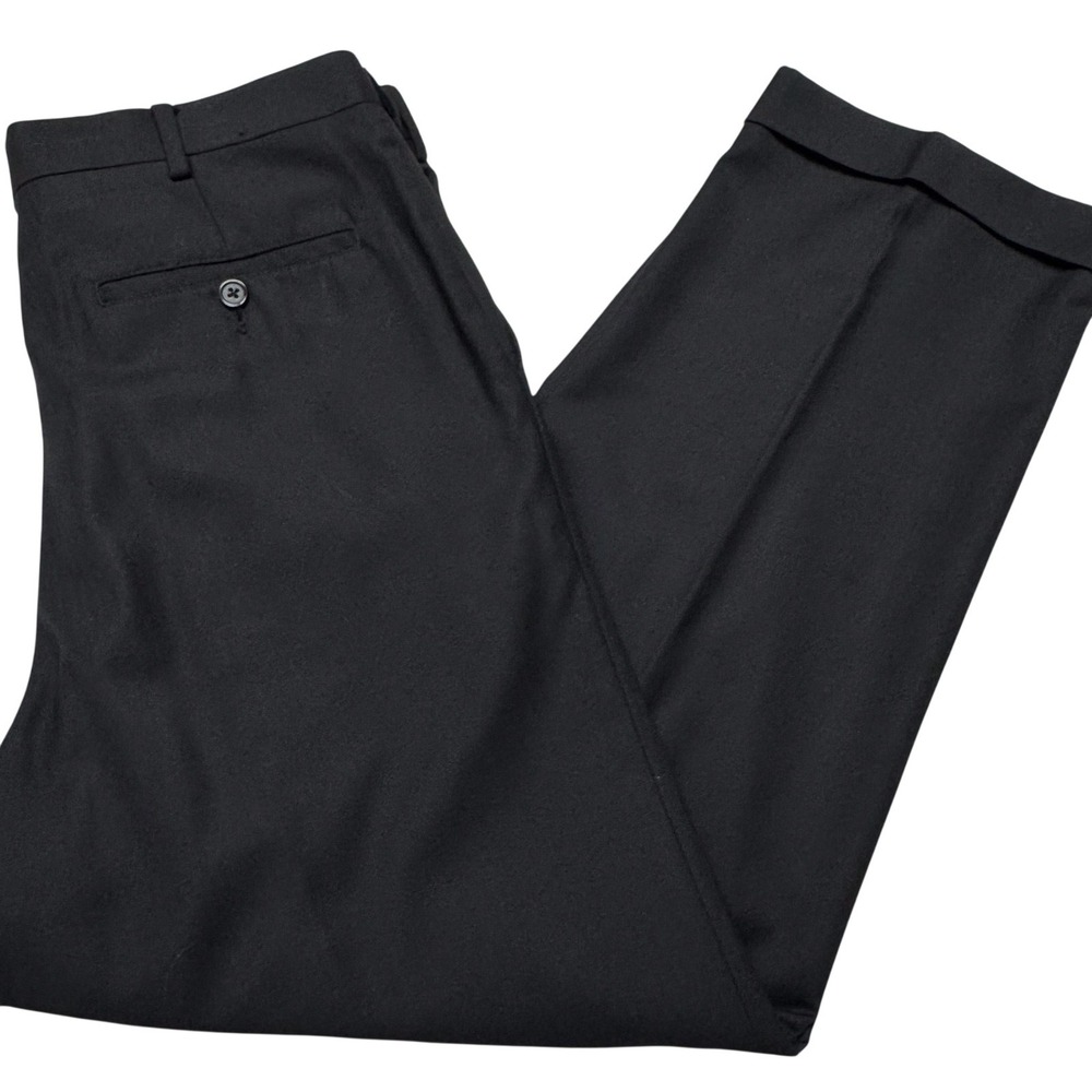 Donald Trump Signature Collection Dress Pants Mens 34x29 Black Pleated Cuffed